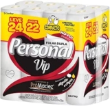 Personal VIP 1 Papel Higiênico Folha Dupla, Branco 24 unidades (Embalagem pode v…
