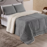 Coberdrom Casal Queen Size Cobertor Edredom Pele Carneiro Cor Cinza De: R$169,90…