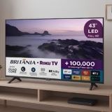 CABE EM QUALQUER LUGAR ESSA Smart TV 43” Britânia Roku TV LED Dolby Audio POR 1….
