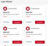 CUPONS SHOPEE R$20 OFF em R$179 R$40 OFF em R$319 R$60 OFF em R$449 R$100 OFF e…