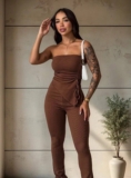 DEIXA ELA ELEGANTE Conjunto Blusa Tomara Que Caia Com Ajuste Na Lateral E Calça …