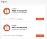CUPONS SHOPEE  R$30 OFF em R$259 R$90 OFF em R$799RESGATE AQUI https://s.shopee…