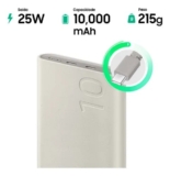 Bateria Externa SAMSUNG EB-P3400 Bege Portátil, Carga Super Rápida 25W, Duas Saí…