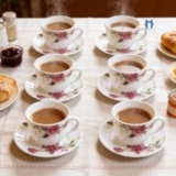 ☕️ Conjunto de Xícara e Pires de Porcelana 12 Peças…