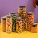 ✅ Kit 7 Potes De Vidro Com Tampa Inox Hermético…