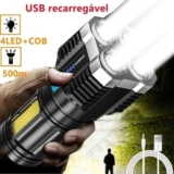 SÓ DÁ VALOR QUANDO ACABA A ENERGIA E NÃO TEM VELA Lanterna de 4 Leds Potente Usb…