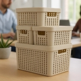 ORGANIZE TUUUUDO Kit 5 Caixas Organizadoras 2l 4,5l 17l Com Tampa DE 79 | POR 69…