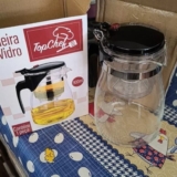 HORA DO CHÁZIN Chaleira de Vidro 900mL Com Tampa de Chá Com Infusor Reutilizável…