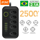 Tomada Elétrica Cabo de Extensão com USB Tipo C, Power Strip, Plug Brasil, Tomadas AC, Filtro de Linha Multitap, Adaptador de Rede, Carregador