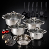 PARA OS FUTUROS COZINHEIROS Jogo De Panelas Alemãs de Aço Cirurgico Inox 19 Peça…
