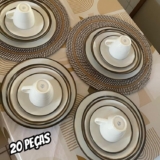 MESA POSTA PRA PARECER RICO!  Aparelho De Jantar Canyon Porcelana 20 Peças Tramo…